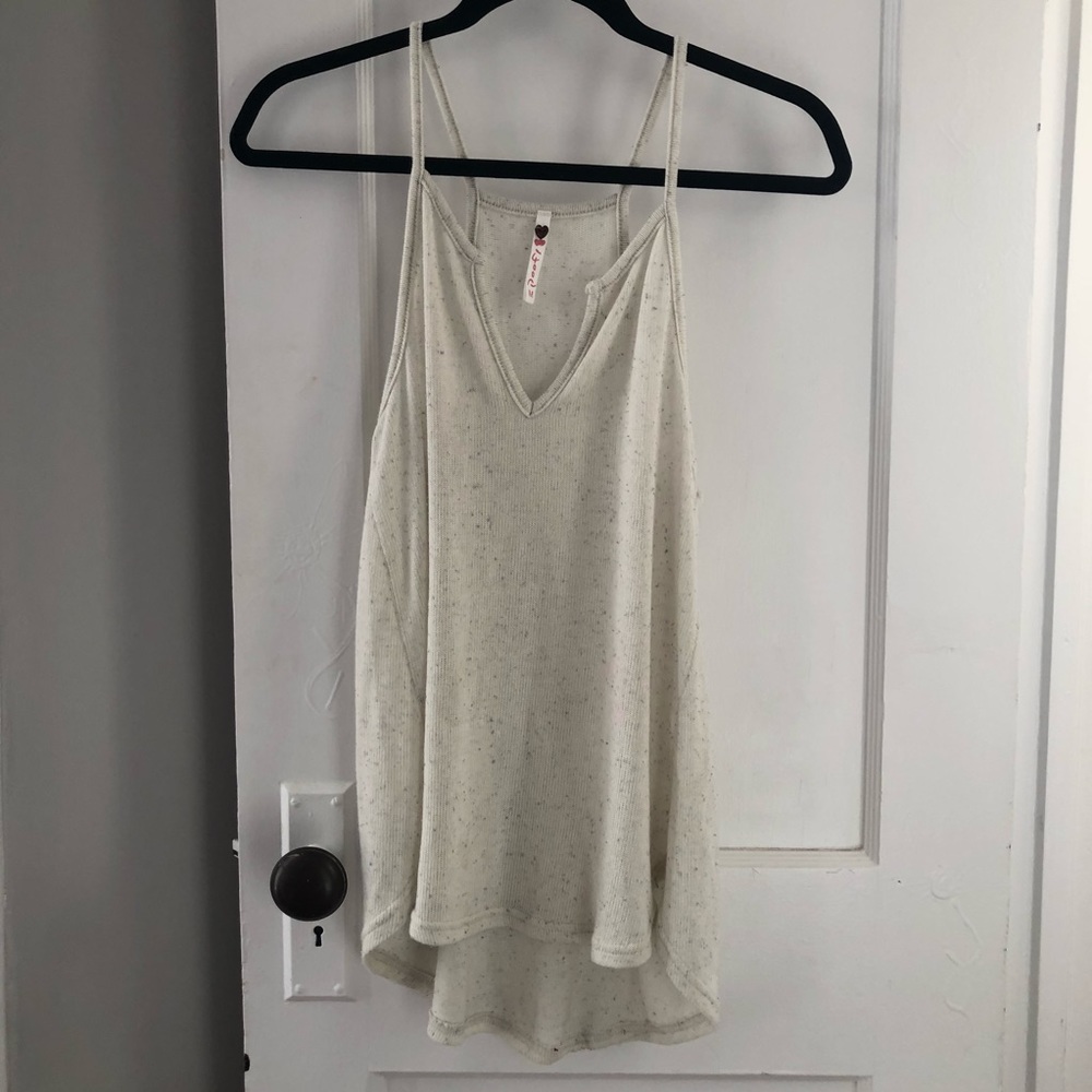 Casual cream knit tank top